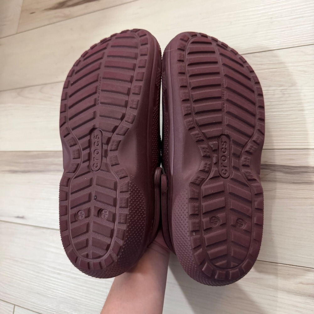 Crocs Classic Lined Clog Burgundy Maroon Women 9 Men 7 Fuzzy Fleece Comfort Shoe - Picture 4 of 5